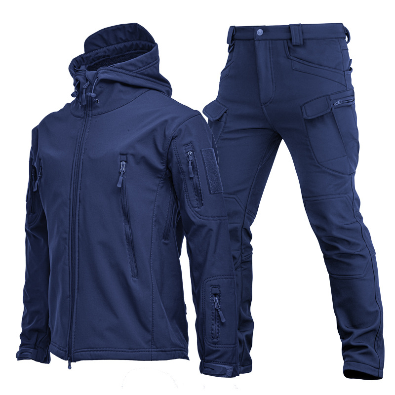 Windproof Jacket Softshell - เสื้อแจ็คเก็ตผู้ชายแบบซอฟต์เชลล์ลายฉลามสำหรับกิจกรรมกลางแจ้ง ชุดฤดูใบไม้ผลิ ฤดูใบไม้ร่วง ฤดูหนาว สไตล์ทหาร กันลม