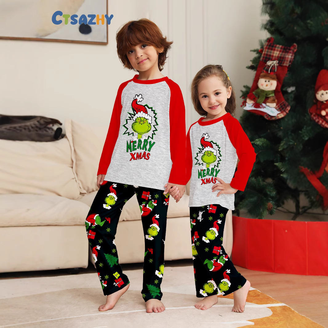 Winter Clothing For Kids - เสื้อผ้าครอบครัวคริสต์มาส ชุด 2 ชิ้นของชุดอยู่บ้านคริสต์มาสในฤดูใบไม้ร่วงและฤดูหนาวและชุดนอนสําหรับครอบครัวสามคน