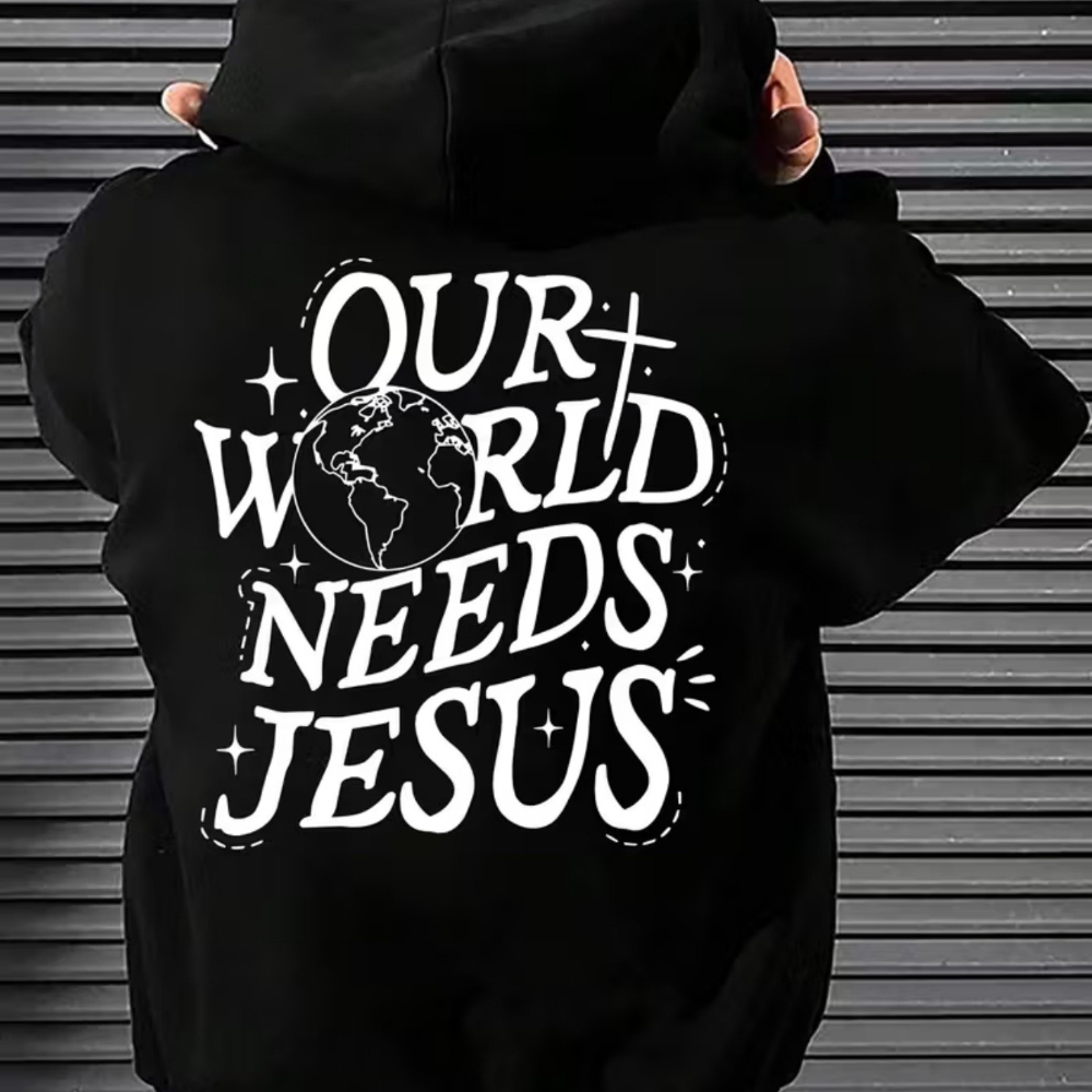 Winter Clothing Needs - CLOOCL OUR WORLD NEEDS JESUS เสื้อมีฮู้ดพิมพ์ลายแฟชั่นฤดูใบไม้ร่วง/ฤดูหนาวเสื้อผ้าบุรุษ