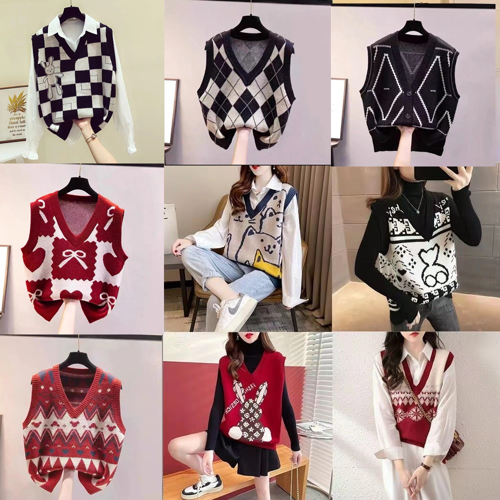 Winter Clothing Label - เสื้อกั๊กถักนิตติ้งสำหรับผู้หญิง แบรนด์ดัง ตัดป้ายแล้ว ใส่ได้ทั้งฤดูใบไม้ร่วงและฤดูหนาว เสื้อคลุมยอดนิยม เสื้อผ้าให้ความอบอุ่นสำหรับผู้หญิง