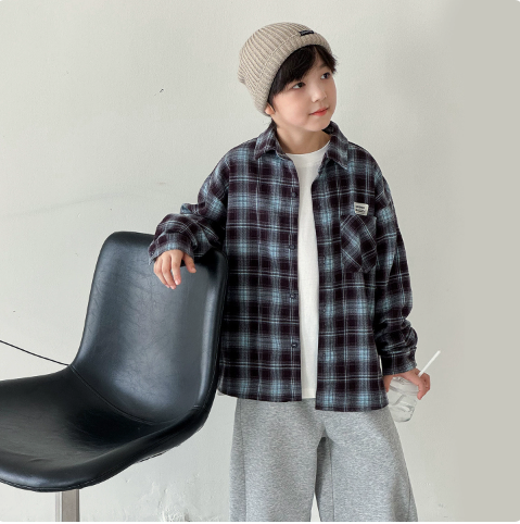 Winter Clothing Label - เสื้อเชิ้ตเด็กผู้ชาย ฤดูใบไม้ร่วงและฤดูหนาว 2026 เสื้อผ้าเด็กใหม่ สไตล์เกาหลี เสื้อเชิ้ตลายสก็อตขนแปรงสำหรับเด็กชายและเด็กหญิง