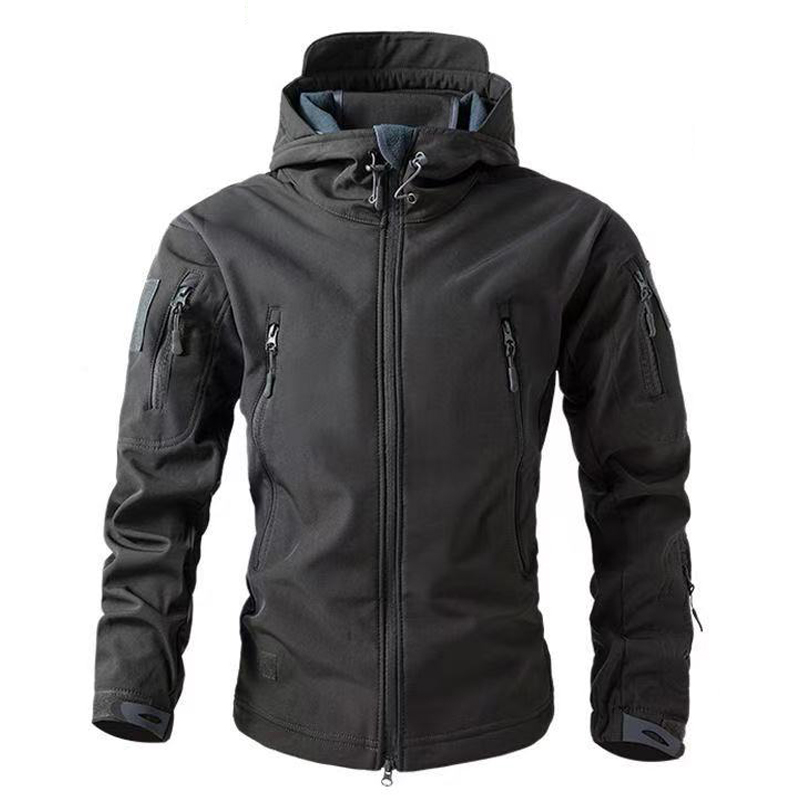 Windproof Jacket Softshell - เสื้อแจ็คเก็ตยุทธวิธีแบบนิ่มลายพราง ผ้าฟลีซมีฮู้ด ผลิตโดยผู้ผลิตเสื้อผ้าสำหรับฝึกซ้อม ล่าสัตว์ และกิจกรรมกลางแจ้ง