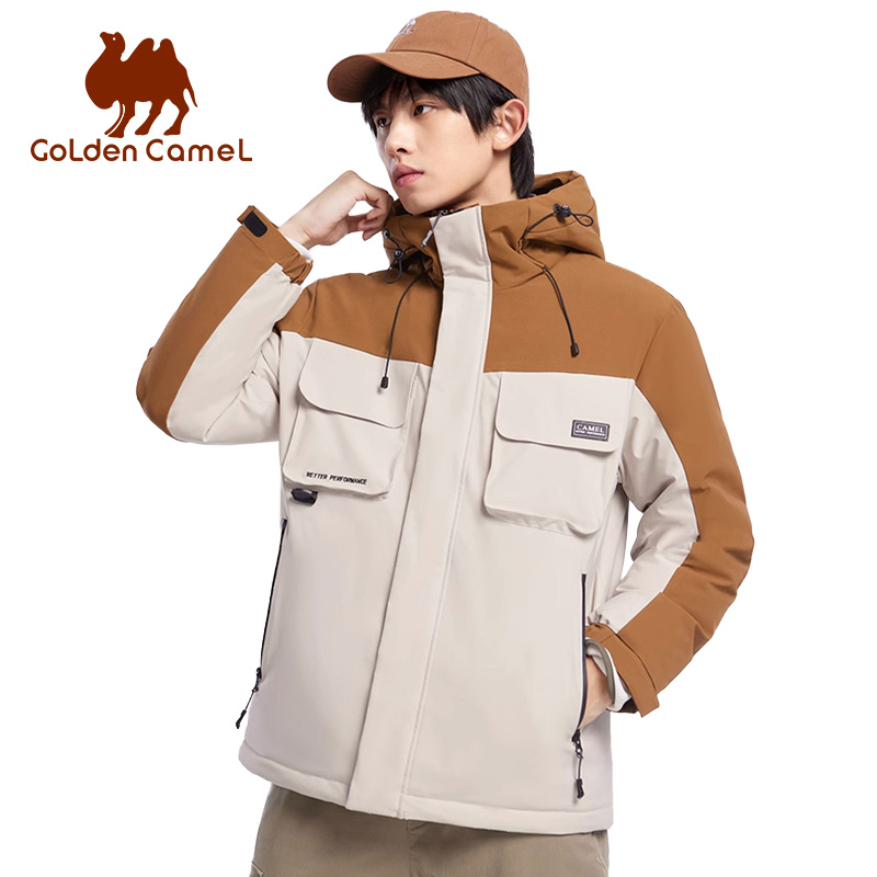 Windproof Jacket Softshell - GOLDEN CAMEL เสื้อแจ็คเก็ตเดินป่าสำหรับผู้หญิง เสื้อแจ็คเก็ตขนแกะสำหรับผู้ชาย เสื้อโค้ทกันหนาวมีฮู้ดสำหรับผู้ชาย รุ่นหนา