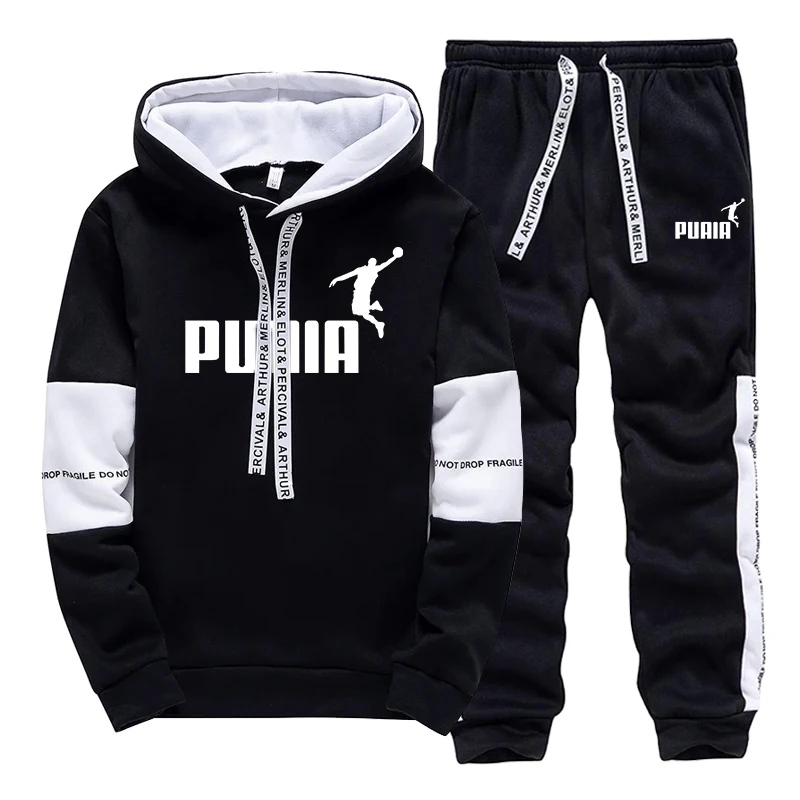 Winter Clothing Pants - ชุดวอร์มขายดีสำหรับผู้ชาย เสื้อฮู้ดลำลองสำหรับกีฬาและวิ่งจ๊อกกิ้ง เสื้อผ้าผู้ชายสีดำขาวคลาสสิก เสื้อฮู้ดเดี่ยวพร้อมกางเกง