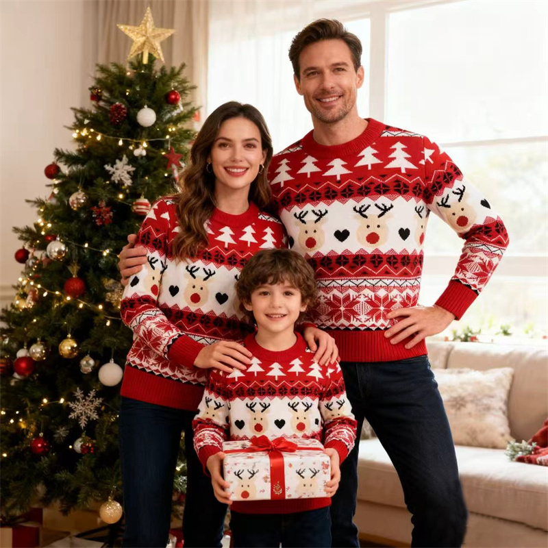 Winter Clothing For Kids - เสื้อครอบครัวลายคริสต์มาส เสื้อคู่พ่อแม่ลูก เสื้อไหมพรมลายการ์ตูนใหม่ คริสต์มาส 2025