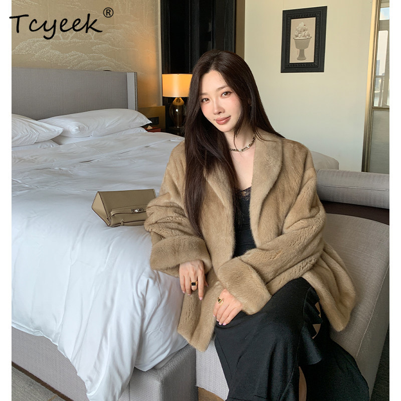 Winter Clothing Label - เสื้อโค้ทขนมิงค์แท้ Tcyeek สำหรับผู้หญิง เสื้อผ้าแฟชั่นฤดูหนาว แจ็คเก็ตขนสัตว์แท้สำหรับผู้หญิง รุ่นใหม่