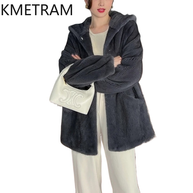 Winter Clothing Label - เสื้อแจ็คเก็ตขนมิงค์กำมะหยี่แท้ KMETRAM Natural Purple Label เกรดพรีเมียม