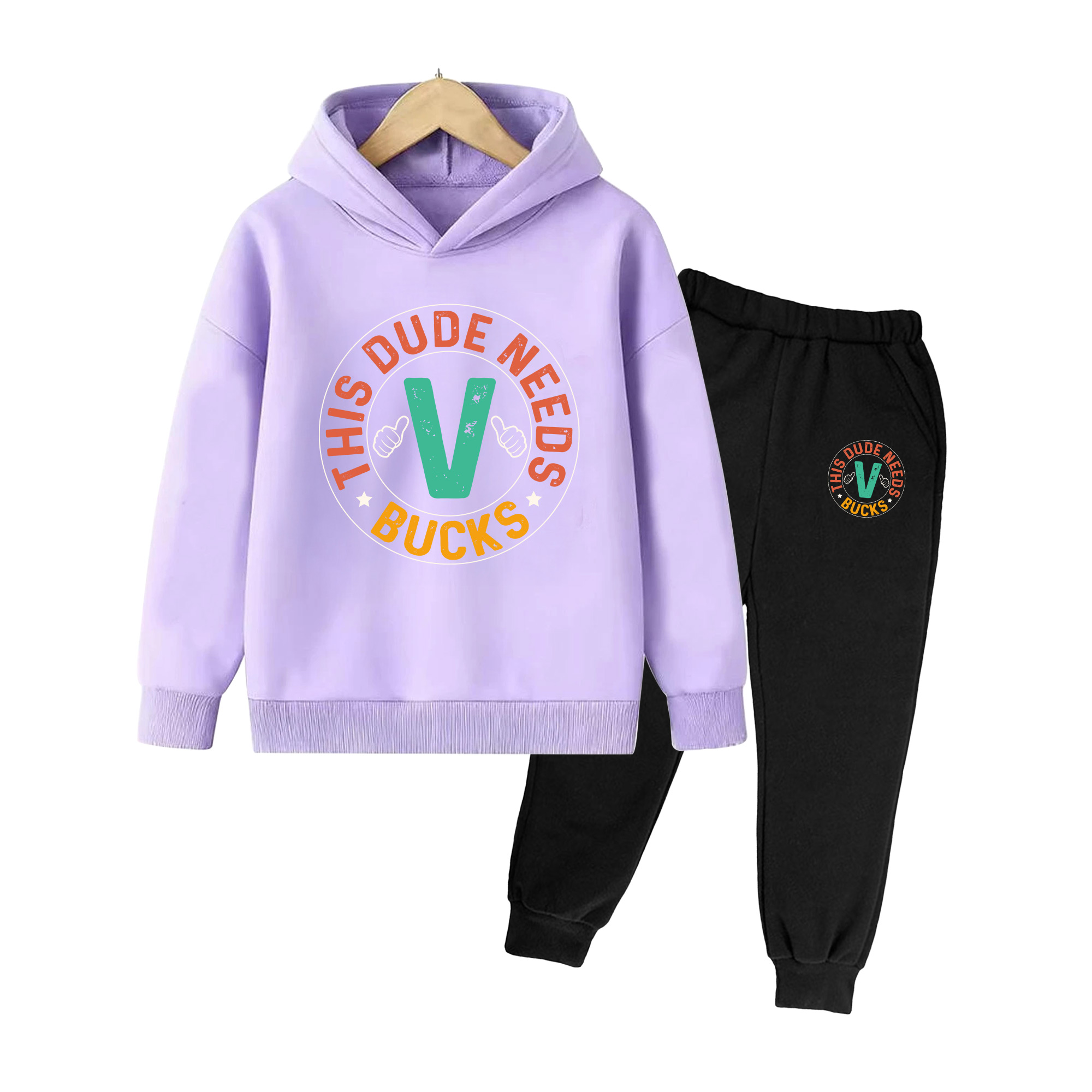 Winter Clothing Needs - ชุดเสื้อฮู้ดและกางเกงวอร์มสำหรับเด็ก, ลายพิมพ์ 