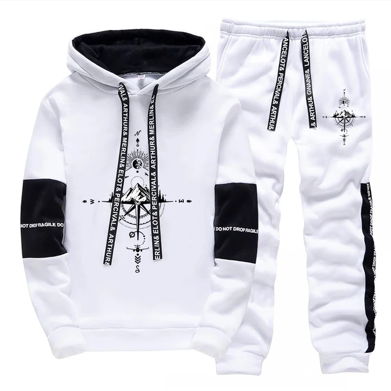 Winter Clothing Pants - ชุดวอร์มผู้ชายแฟชั่นลำลองสำหรับฤดูใบไม้ร่วงและฤดูหนาว เสื้อฮู้ดสำหรับกิจกรรมกลางแจ้ง กีฬา วิ่งจ๊อกกิ้ง เสื้อผ้าลำลองแบบชุดเดี่ยว