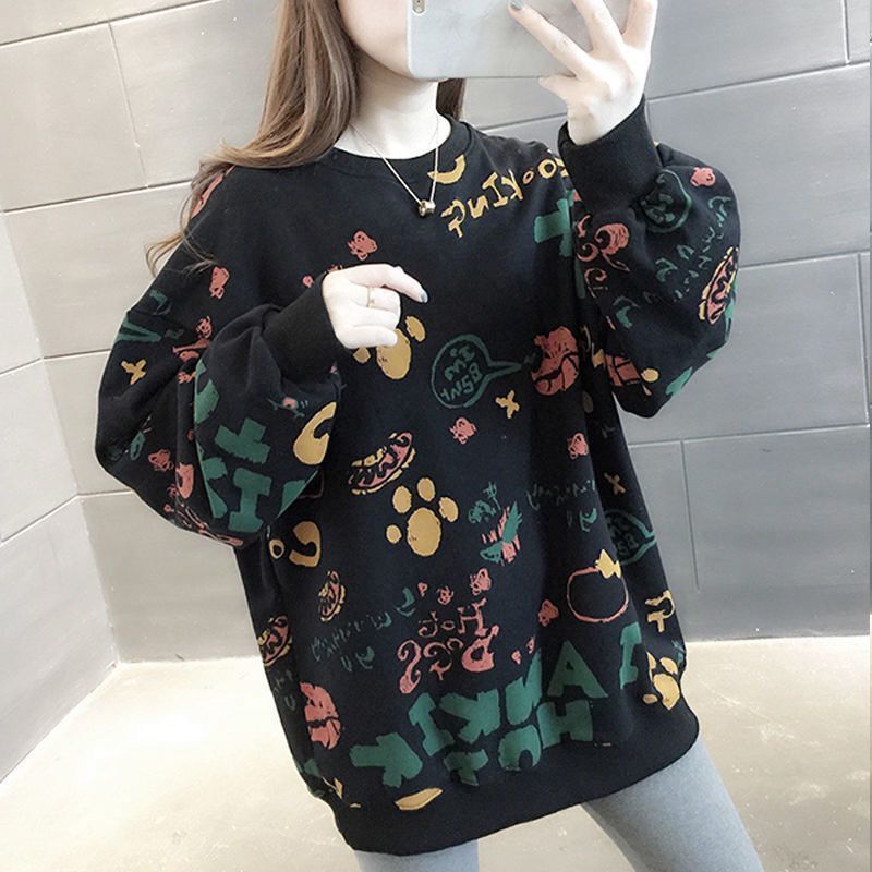 Winter Clothing Essentials For Women - เสื้อสเวตเชิ้ตลายพิมพ์ลำลองสำหรับผู้หญิง สไตล์วินเทจ Y2K เสื้อผ้าเกาหลี เทรนด์ปี 2025