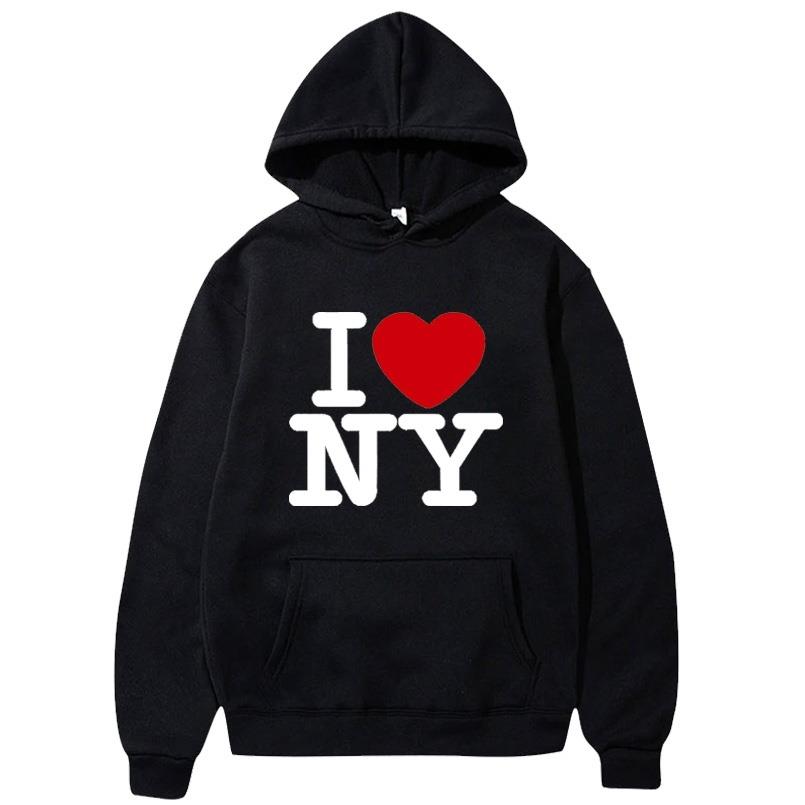 Winter Clothing New York - ฉันรักนิวยอร์ก เสื้อฮู้ดผู้ชายลายพิมพ์ทันสมัยสำหรับฤดูใบไม้ร่วงและฤดูหนาว สไตล์ลำลอง ใส่สบายและอบอุ่นสำหรับกิจกรรมกลางแจ้ง เสื้อผ้าฮิปฮอปแนวสตรีท