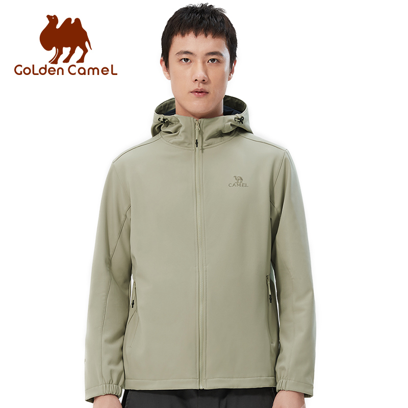 Windproof Jacket Softshell - GOLDEN CAMEL เสื้อแจ็คเก็ตเดินป่าสำหรับผู้ชายเสื้อแจ็คเก็ตซอฟท์เชลล์ผู้หญิงพลัสกำมะหยี่กันน้ำเสื้อกันลมมีฮู้ดเสื้อโค้ทฤดูหนาวสำหรับผู้ชาย