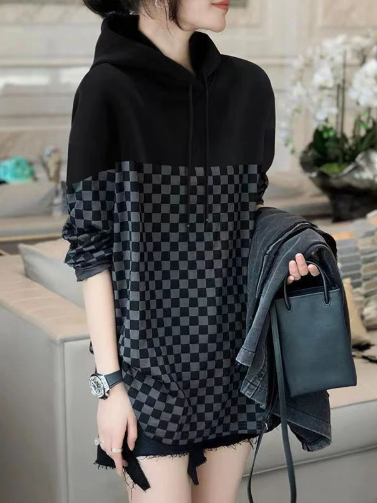Winter Clothing Essentials For Women - เสื้อสเวตเตอร์ทรงหลวมมีฮู้ดสำหรับผู้หญิงเสื้อ Y2k Essential สีดำแนววินเทจสำหรับฤดูใบไม้ร่วงและฤดูหนาว2000S