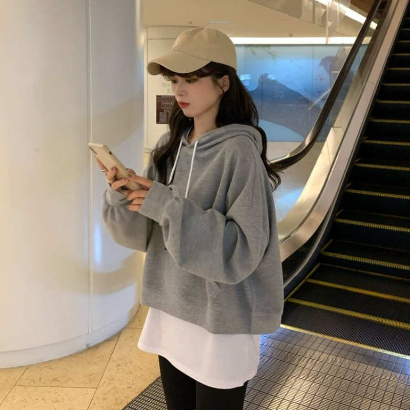 Winter Clothing Essentials For Women - เสื้อคลุมครอปเรียบง่าย สไตล์เกาหลี ลดราคา เสื้อฮู้ดวินเทจยุค 90s สำหรับผู้หญิง