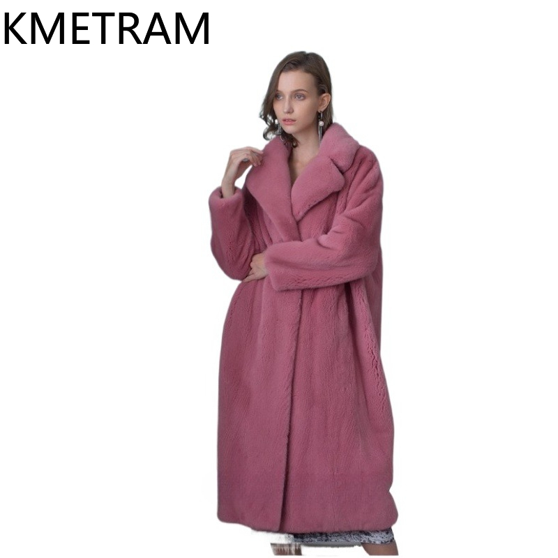 Winter Clothing Label - เสื้อแจ็คเก็ตขนมิงค์กำมะหยี่แท้สีม่วงธรรมชาติ KMETRAM คุณภาพสูงสำหรับผู้หญิง เสื้อโค้ทขนสัตว์แท้ยาวสำหรับฤดูหนาว ปี 2025