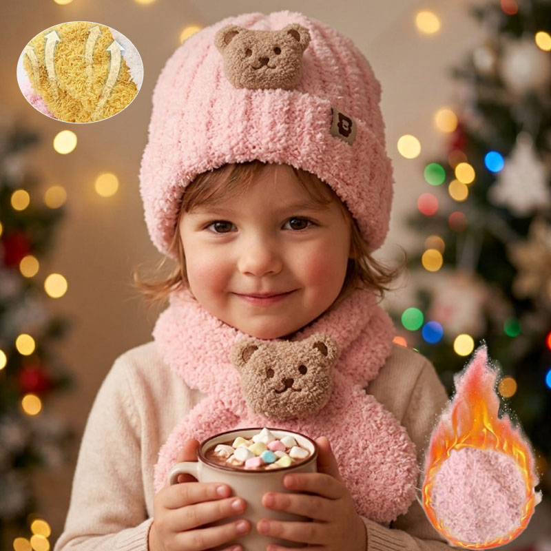 Winter Clothing For Kids - 1-10 ชิ้น ชุดหมวกและผ้าพันคอเด็กสำหรับเด็กหญิงเด็กชาย ชุดกันหนาวฤดูหนาว ลายการ์ตูนหมี เสื้อผ้ากันหนาวสำหรับเด็ก