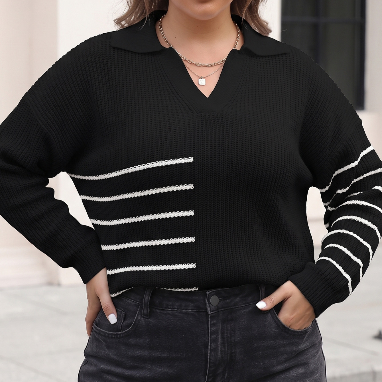 เสื้อสเวตเตอร์ถักแขนยาวลำลองสำ - Winter Clothing For Plus Size Women บทวิจารณ์และราคา
