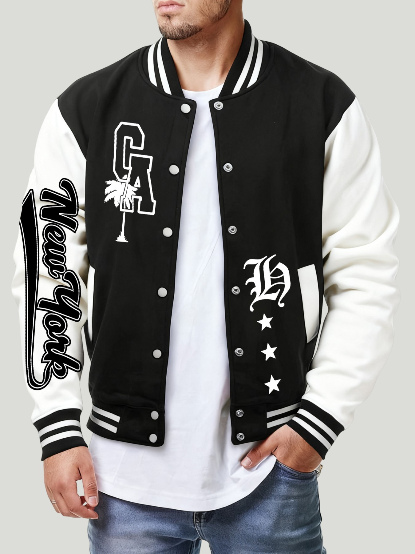 เสื้อแจ็คเก็ตเบสบอลลายดาว New  - Winter Clothing New York บทวิจารณ์และราคา
