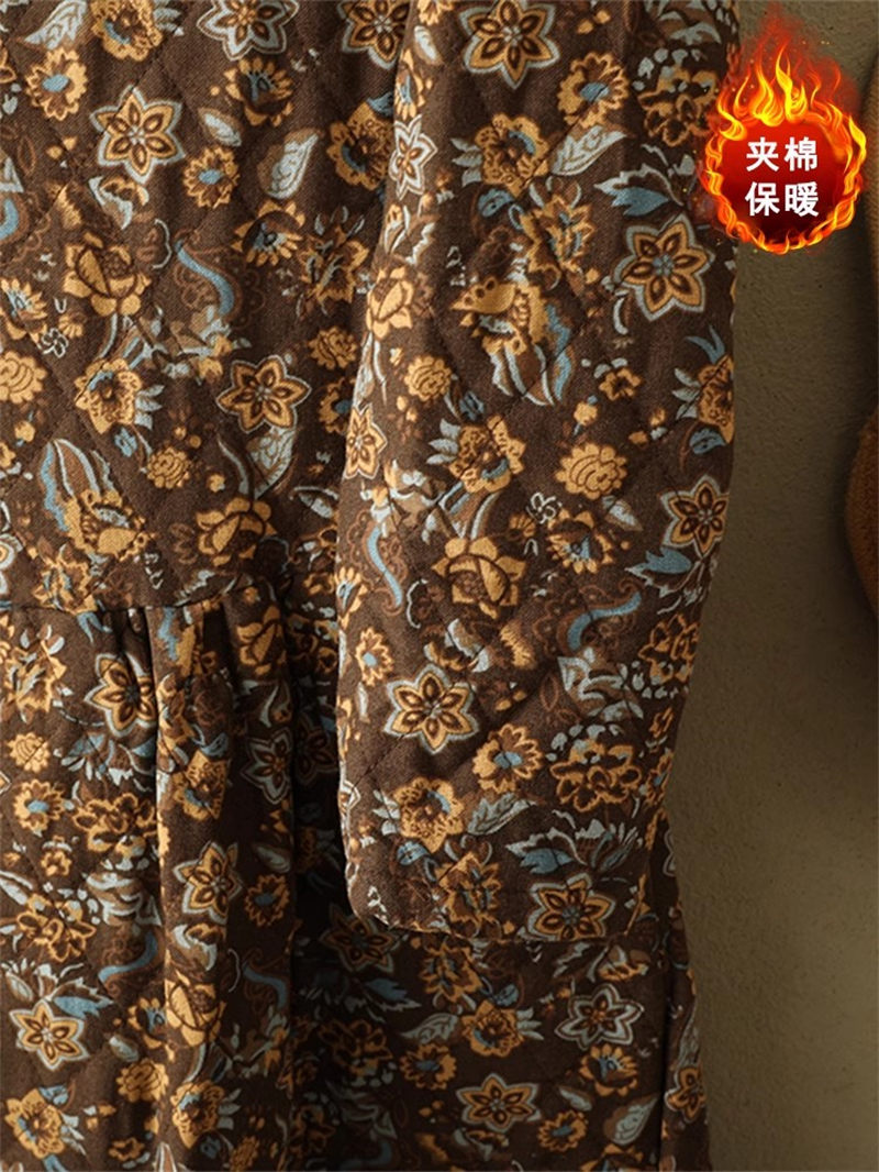 ชุดเดรสลายดอกไม้ผ้าคอตตอนและลิ - Winter Clothing Label บทวิจารณ์และราคา