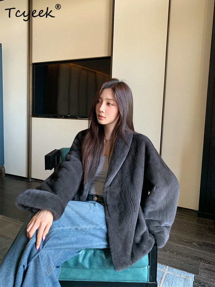 เสื้อโค้ทขนมิงค์แท้ Tcyeek สำห - Winter Clothing Label บทวิจารณ์และราคา